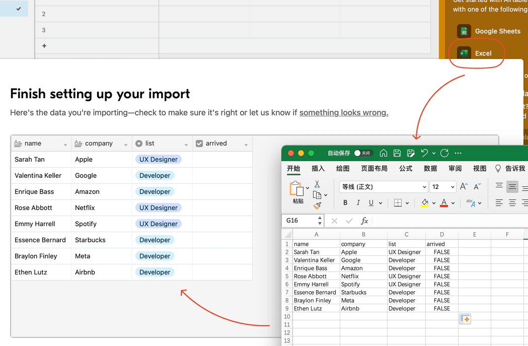 airtable import excel