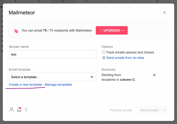 create mailmeteor template
