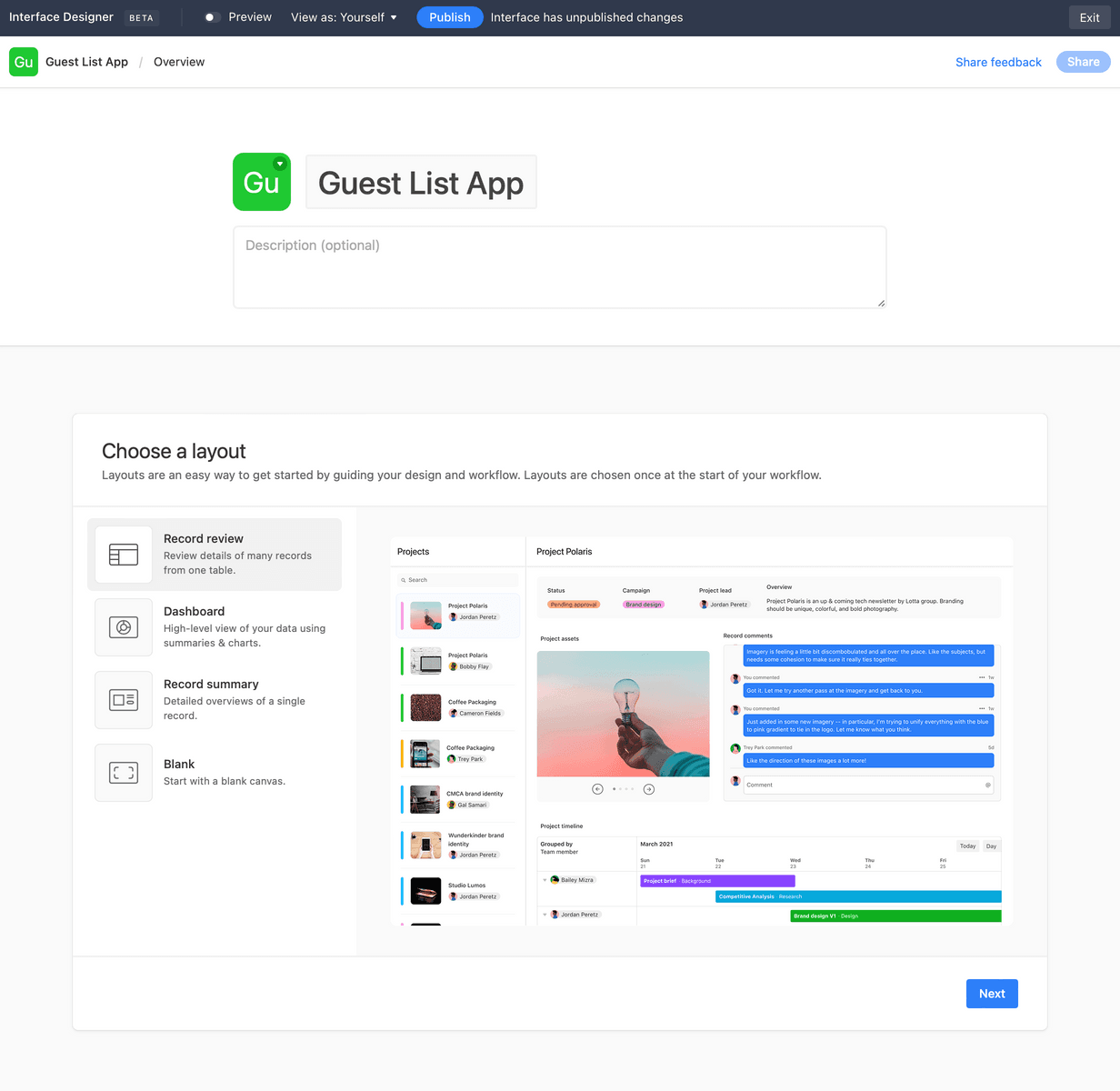 airtable interface designer - layout