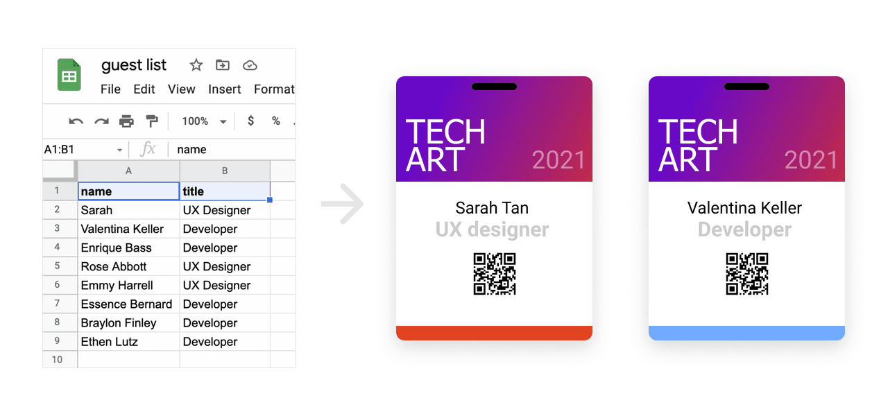 data to badge example